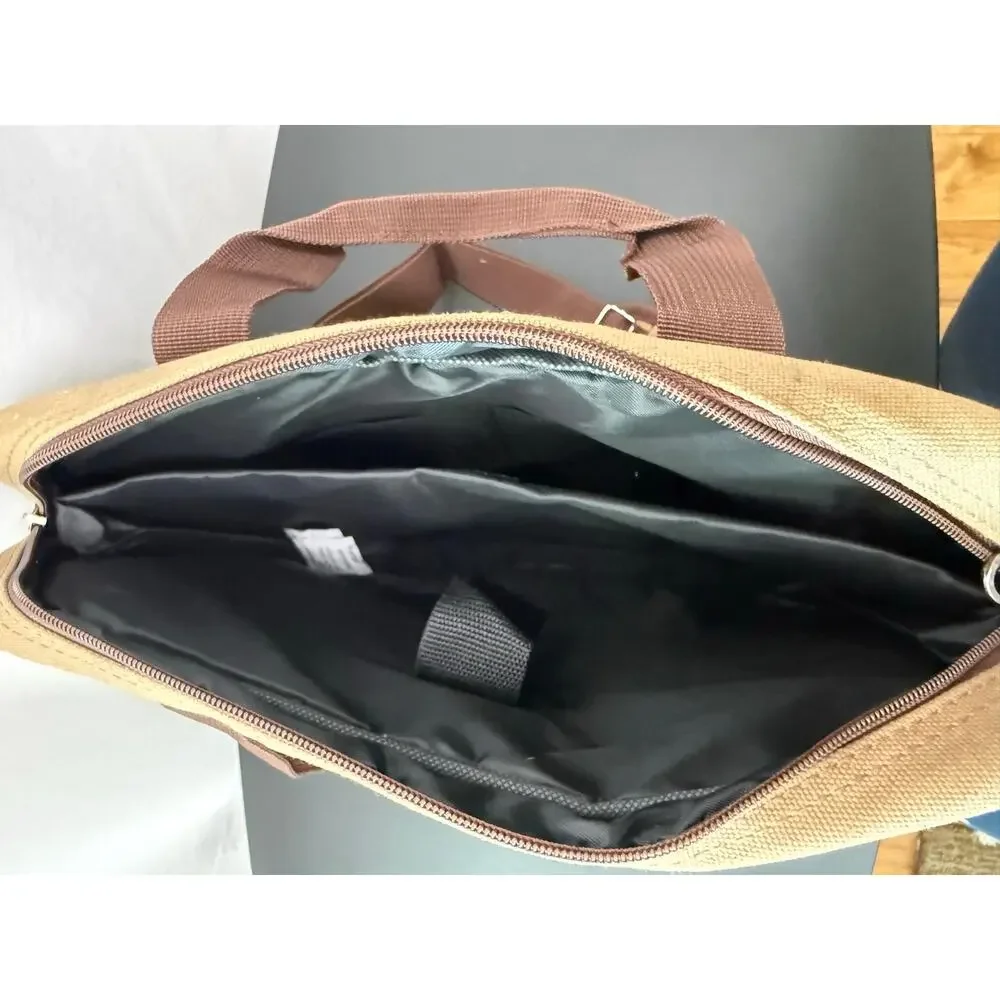 Bella Russo Canvas Messenger/Laptop Bag, Khaki, New without tags